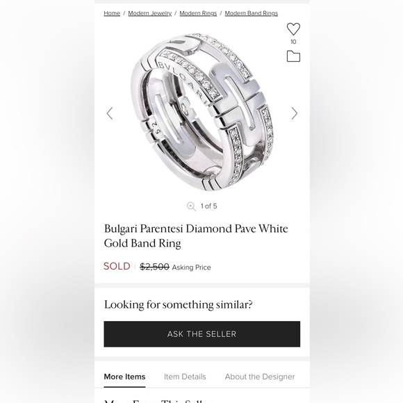 18k Gold Bvlgari Diamond Ring FIRM - Picture 9 of 12